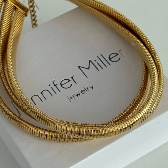 Jennifer Miller NIB triple strand gold plated snake choker - Picture 4 of 9